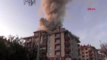 Konya-5 katlı apartmanın çatı katında yangın paniği