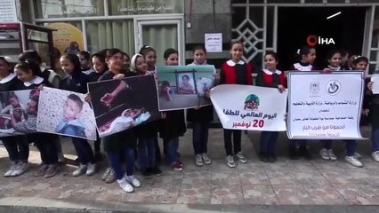 - Filistinli çocuklar İsrail'i protesto etti