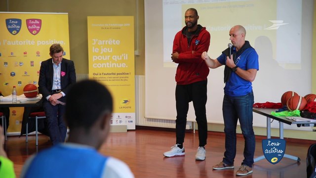 L'autorité positive en débat avec les éléves d'un collège de Saint Priest, et Freddy Lepercq, arbitre international Pro A, et Florent Pietrus, Joueur professionnel