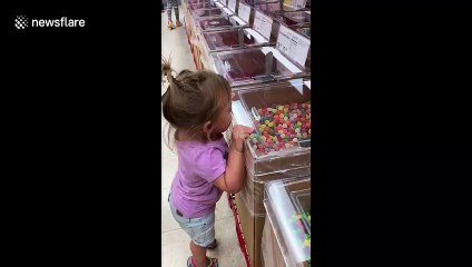Nobody is as excited as little Florida girl in a candy store
