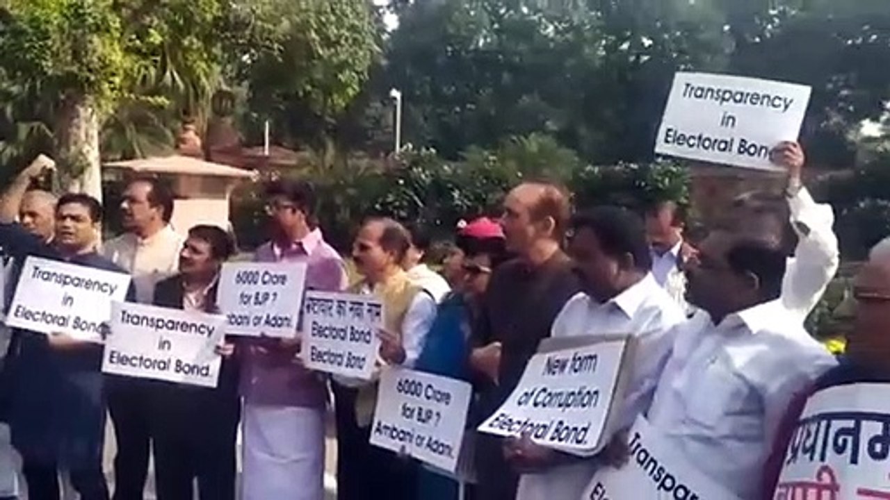Congress protests in Parliament over electoral bonds