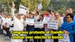 Congress protests at Gandhi statue over electoral bonds at Parliament House