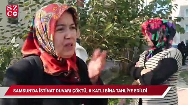 Samsun'da istinat duvarı çöktü, 6 katlı bina tahliye edildi