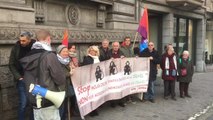 Bruxelles - manifestation du Ptb contre la mission économique bruxelloise et wallonne en Israël (vidéo Germani)