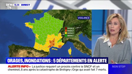 5 départements sont en alerte orange pour risques d'orages et d'inondations