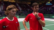 Coupe Davis 2019 - Karen Khachanov and Andrey Rublev of Russia are in the semifinal eliminating Serbia from Novak Djokovic : 