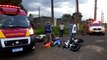 Motociclista fica ferido ao se envolver em acidente com pá carregadeira no Bairro Canadá