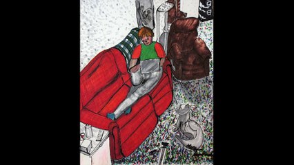 A Writer and His Cat, A warm friendly work of a person applying there trade