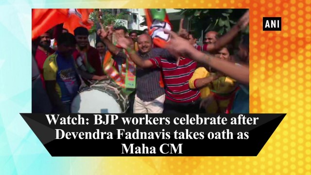 Watch: BJP workers celebrate after Devendra Fadnavis takes oath as Maha CM