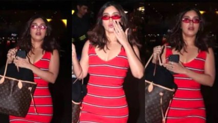 SPOTTED - Bhumi Pednekar WEARING RED H0T DRESS At Mumbai Airport