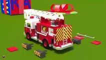 Juego de construcción_ un camión de bomberos. Dibujos animados de camiones para niños en español.