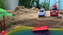 Gani Tayo Bus falls into the water! Fire Truck, Ambulance, Police Car rescue Tayo Bus toys play