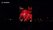 Illuminations wow spectators at Selby Abbey in North Yorkshire, England