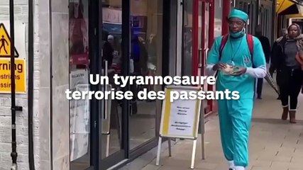 Un tyrannosaure sème la panique dans la rue