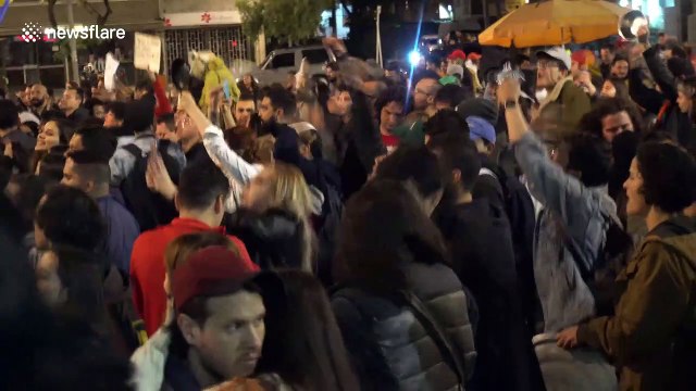 Hundreds of Colombians protest against government policies in Bogota