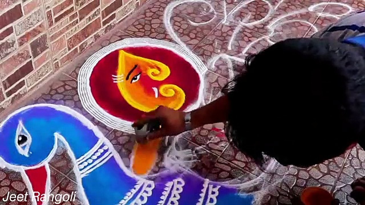 Beautiful peacock rangoli for festival. Diwali special rangoli ...