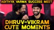 DHRUV-VIKRAM CUTE MOMENTS | ADITHYAVARMA SUCCESS MEET | FILMIBEAT TAMIL