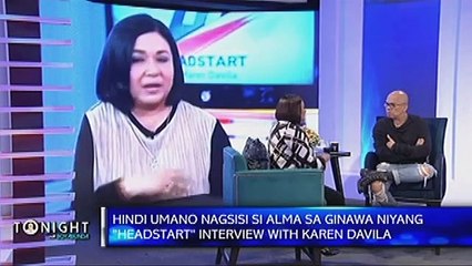 Alma Moreno says she does not regret appearing on Karen Davila's show