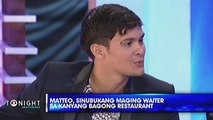 Matteo Guidicelli says being a waiter is hard work