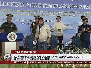 Kumportableng kasuotan na nakatakdang suotin ni Pres. Duterte, ipinasilip