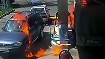 Il met le feu à une station service en éclairant sa citerne avec un briquet