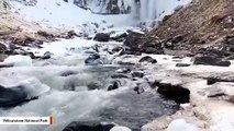 Yellowstone Shares Video Of Partially Frozen Waterfall