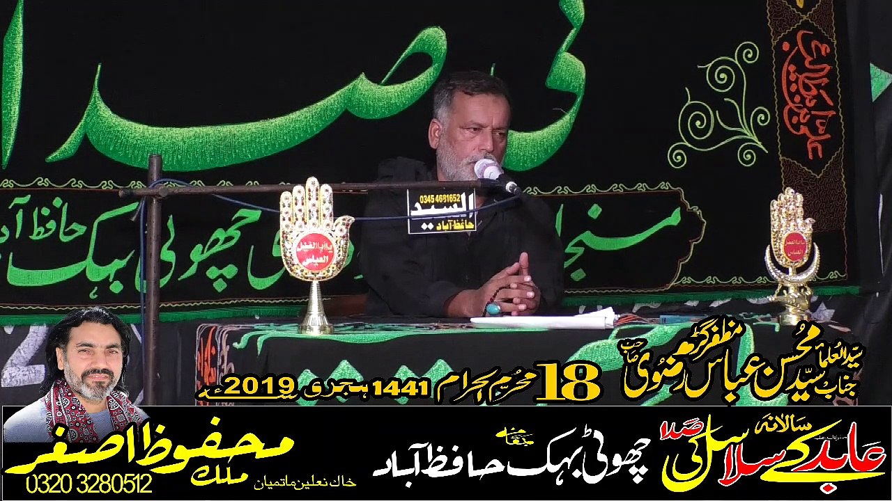 Zakir Syed Mohsin Rizvi Muzafar Gar 18th Muharam 1441 2019 Choti Behak Hafizabad