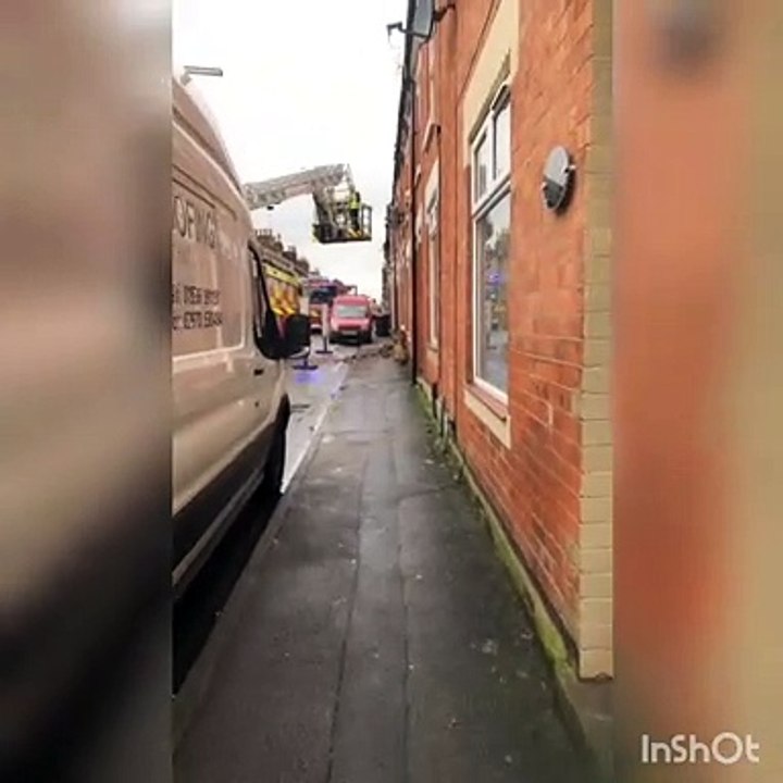 A chimney fell into a road in Kettering