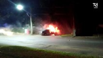Policial de folga salva taxista de carro em chamas