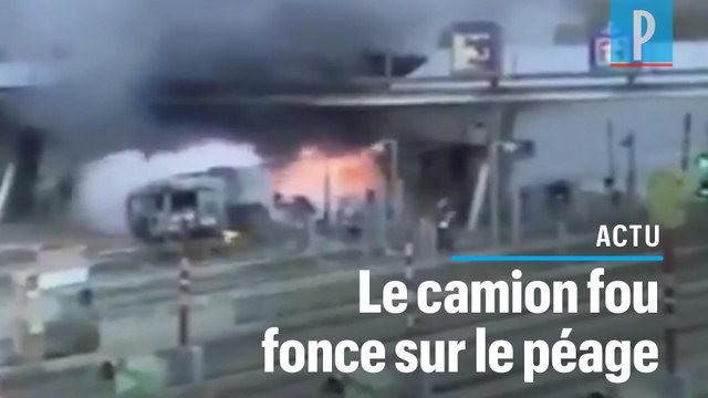 Oise : un camion fou finit sa course en feu au péage de Chamant