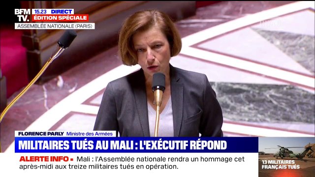 Florence Parly remercie l'Assemblée nationale pour la minute de silence en hommage aux 13 soldats morts au Mali
