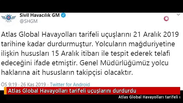 Atlas Global Havayolları tarifeli uçuşlarını durdurdu