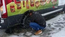 Tunceli’de Kar Yağışı..Araçlar Yolda Kaldı