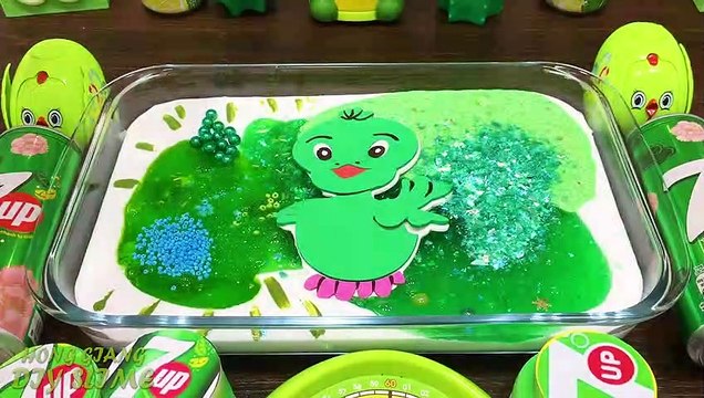 Series GREEN 7UP Slime ! Mixing Random Things into GLOSSY Slime | Satisfying Slime s #648