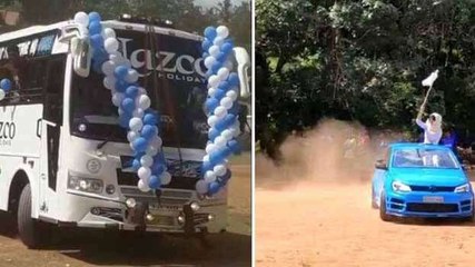 driver racing tourist bus dangerously in school ground | Oneindia Malayalam