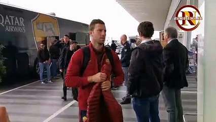 La Roma in partenza per Istanbul (27/11/2019)