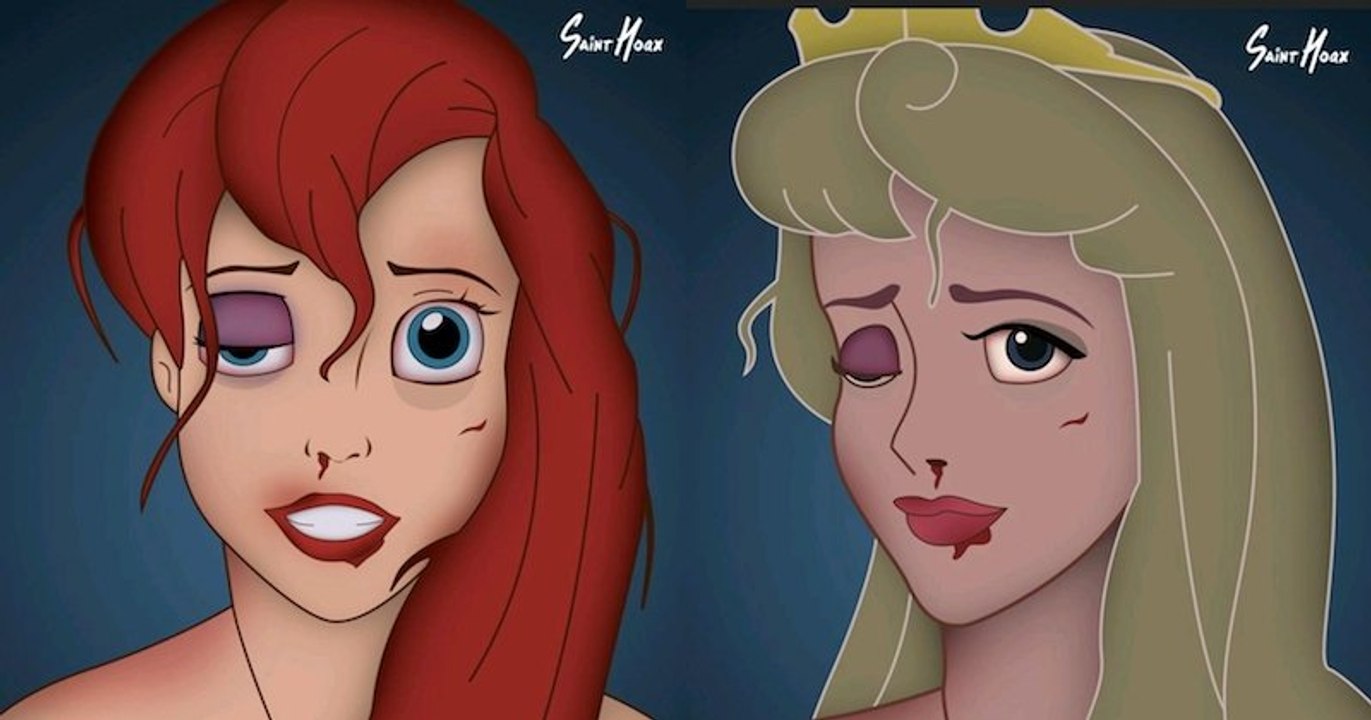 Quand les princesses Disney sont elles aussi victimes de violences conjugales, un message puissant véhiculé par un artiste