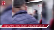 5 katlı binanın çatı katında yangın