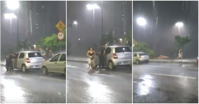 Quando não consegues abrir o carro no meio de chuva torrencial... azar ou aselhice?