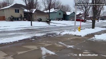 Neighborhood transformed into winter wonderland