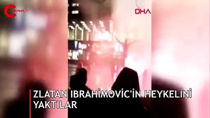 Zlatan Ibrahimovic'in heykelini yaktılar!