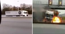 France: un camion prend feu après avoir foncé dans un péage lors d'une course-poursuite dans l'Oise
