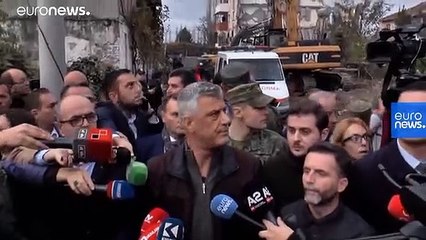 Kosovan president caught up in aftershock when visiting Albanian earthquake victims