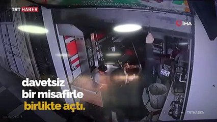 Şanlıurfa'da motosikletin iş yerine girme anı kamerada