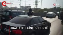 İstanbul'da trafik ortasında diğer sürücüler tarafından böyle görüntülendi