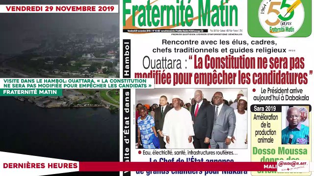 Le Titrologue du 29 novembre 2019/ Au lancement des activités de la coalition pour la démocratie… Bédié a encore foudroyé Ouattara, hier