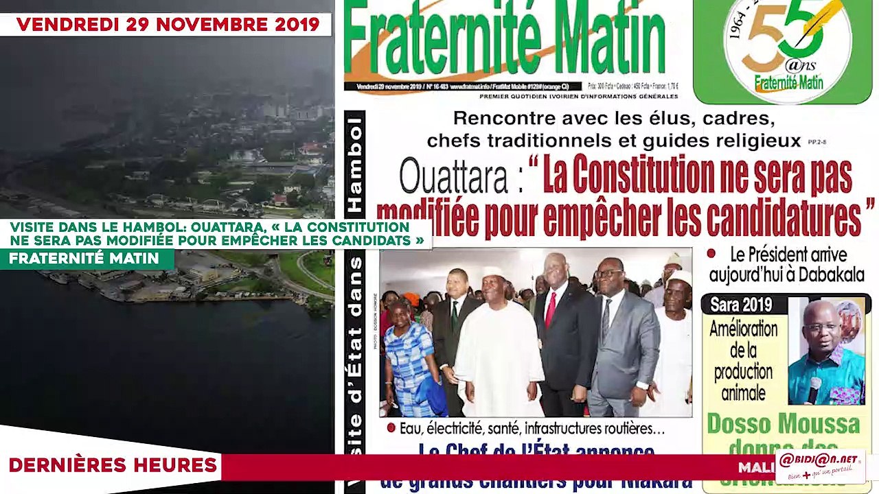 Le Titrologue du 29 novembre 2019/ Au lancement des activités de la coalition pour la démocratie… Bédié a encore foudroyé Ouattara, hier