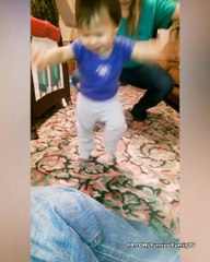 Funny Baby First Step with Daddy
