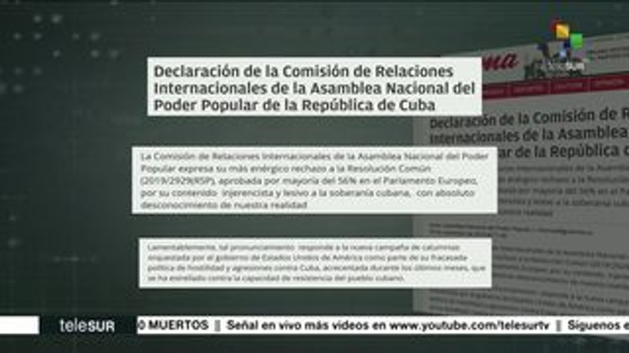 Asamblea Nacional de Cuba rechaza resolución del Europarlamento