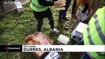 Residents crowd aid centre for food after deadly Albania quake